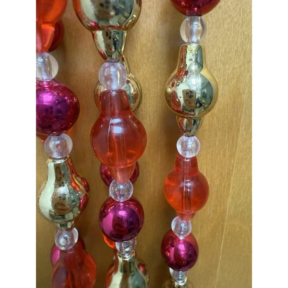 A Pair Of Martha Stewart Classic Christmas fancy Beaded Garland 9 Feet Long Each
